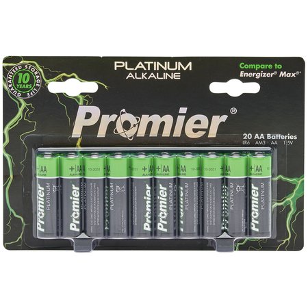 PROMIER PRODUCTS AA Platinum Alkaline Battery, 20PK P-AA20-4/16
